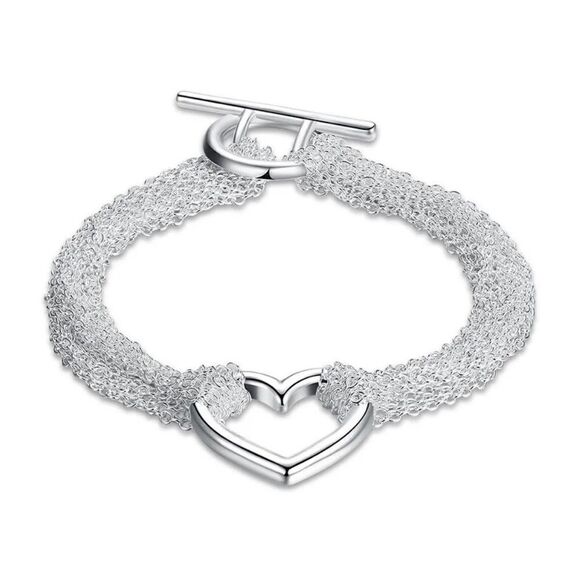 The Mesh Chain Heart Toggle Bracelet 925 - Picture 14 of 14